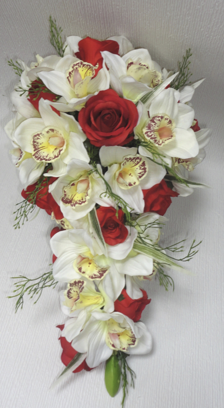 Rust & Ivory Rose & Orchid Bridal Bouquet
